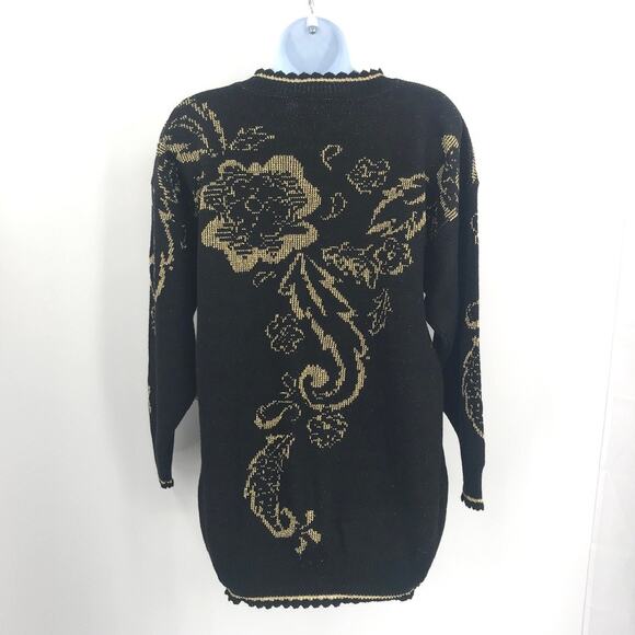 Ellen D. Vintage‎ Womens Sweater Floral Gold M USA - Picture 2 of 9